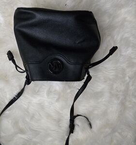 Black leather bucket purse